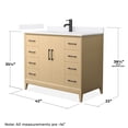 thumbnail image 4 of Wyndham Collection WCH757542SHBCCUNSMXX 42 in. Janna Single Bathroom Vanity in White Oak, Carrara Cultured Marble Countertop - Undermount Square Sink - Matte Black Trim, 4 of 5