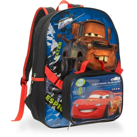cars backpack with lunch bag