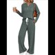 thumbnail image 1 of Conjuntos de Dos Piezas para Mujer, Suéter de Cuello Henley de Otoño, Chándal A Juego, Pijamas Cómodos con Bolsillos Verde M, 1 of 7