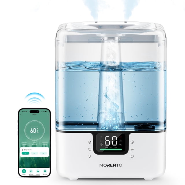 MERONTE Smart Humidifiers for Bedroom Large Room Home, 6L Cool Mist Top Fill Humidifier with Essential Oil Diffuser, Smart App & Voice Control, for N