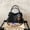 Black, variant on Vintage Faux PU Leather Hobo Shoulder Tote Bag, Large Capacity Soft Slouchy Handbag with Wood‑Bead Pendant, Adjustable Single Shoulder Strap, Casual Daily Work Commute Weekend Travel
