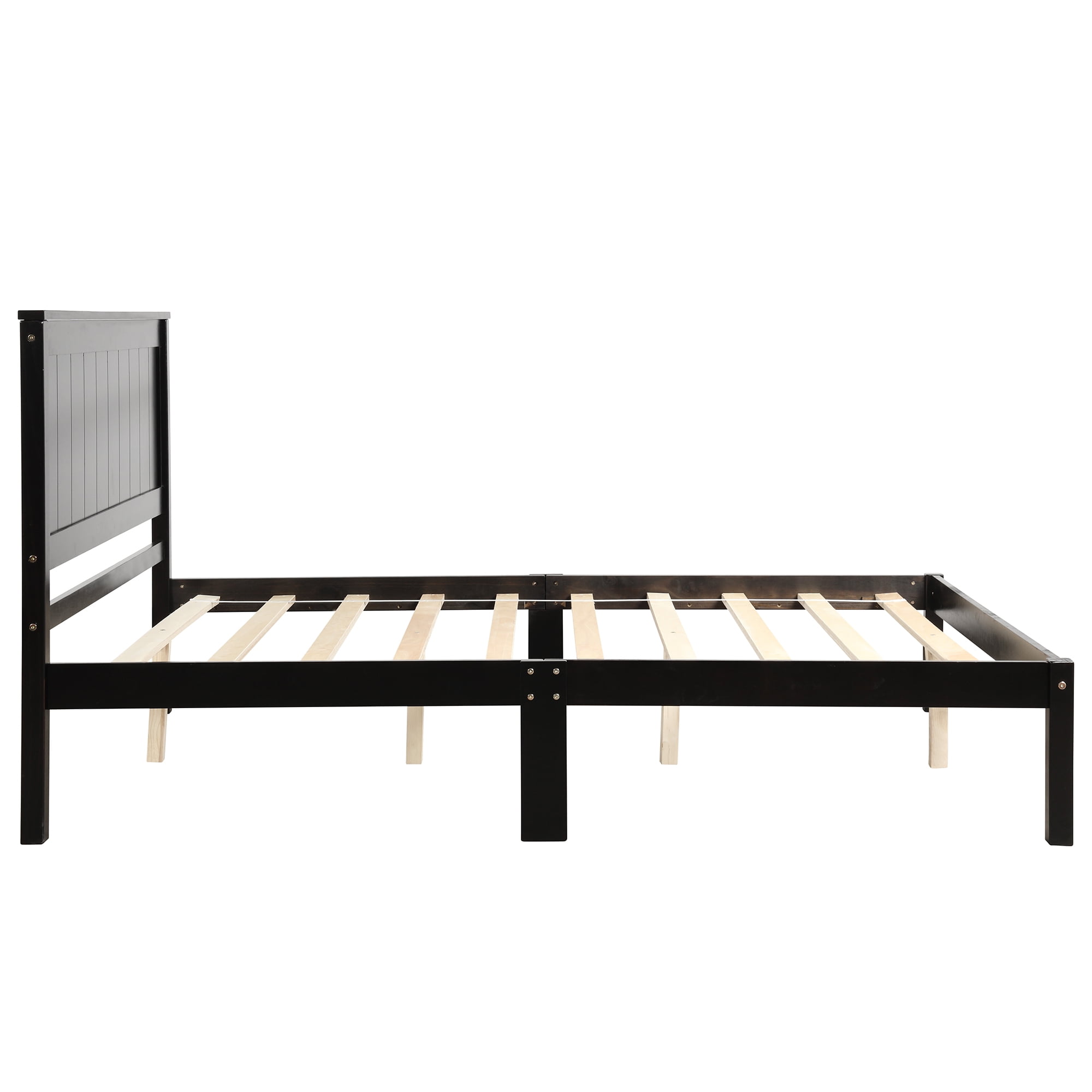Euroco Wood Twin Size Platform Bed with Headboard and Footboard for Kids, Espresso