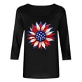 thumbnail image 4 of Mifsaly Patriotic 3/4 Sleeve Tops for Women American Flag Sunflower Graphic Shirt Casual Summer Independence Day T-Shirt 2026 M, 4 of 5