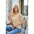 thumbnail image 4 of Wiholl Short Puff Sleeve Sweaters for Women Knit Tops 2026 Trendy Crewneck Striped T Shirts Casual Summer Blouses Beige Tshirts for Women, 4 of 8
