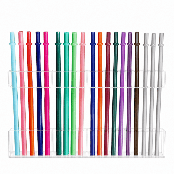9.5 Inch Acrylic Straw Holder for Cabinet Door, Clear Adjustable Organizer with Split Design