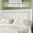 thumbnail image 2 of 4 EVER WINNER King Bed Frame, Velvet Upholstered Bed Frame with Diamond Headboard, White King Size Bed Frame, White, 2 of 8