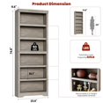 thumbnail image 4 of Estantería Biblioteca 6 Niveles Towallmark MDF Robusto, Gris , Estantes Ajustables para Sala Oficina，60*190*29.5cm, 4 of 7