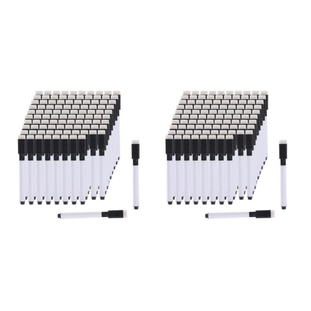 QualitChoice 100x Easy To Dry Wipe White Board Pens For Black Whiteboard Markers Quick Drying Style A 2Set