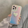 thumbnail image 3 of Holographic Heart Phone Case Compatible with iPhone 13 Pro Max, Cool Laser 3D Love Heart Phone Case, Curly Wave Shape Sparkly Phone Cover for Women Girls, 3 of 6