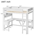 thumbnail image 2 of Harper & Bright Designs Full Size Gaming Loft Bed with L Shape Desk and Storage Shelves, Sturdy Wood Loft Bunk Bed Frame with Charging Station and Lights, White, 2 of 13