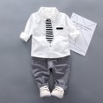 thumbnail image 3 of Toddler Kids Baby Boy Long Sleeve Necktie Outfits Set Shirt Top + Trousers Pants Children Formal Clothes, 3 of 6