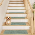 thumbnail image 4 of Stair Treads Non Slip Green 8"x30" Carpet Stair Treads for Wooden Steps, Rubber Backing Stair Runner Washable Safety Carpet for Stairs, Indoor Staircase Step Treads for Kids Elder Dogs, 4 of 6