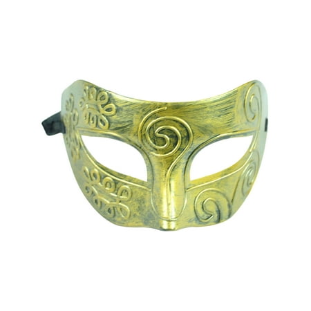 Unisex Roman Gladiator Masquerade Costume Eye Mask, 2242_Gold