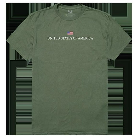 USA Relaxed Graphic Tee Shirt, Olive - 2XL