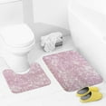 thumbnail image 4 of Pink Polarization Pearl Sequins Shiny Glitter Bathroom Rugs, 2 Pieces Bath Rug Mat U Shaped Toilet Rugs, Soft Absorbent Bath Rugs, Machine Washable, Non-Slip Bath Mats For Tub, Shower And Bath Room, 4 of 6