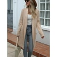 thumbnail image 4 of Fall Long Sleeve Cardigan Sweaters for Women Trendy Winter Open Front Loose Knitted Cardigan with Pockets Khaki L, 4 of 8