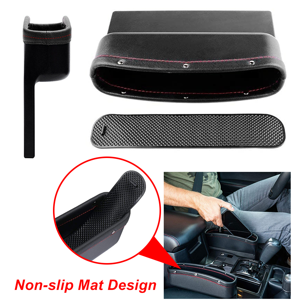 Car Seat Pockets PU Leather Car Console Side Organizer Seat Gap Filler