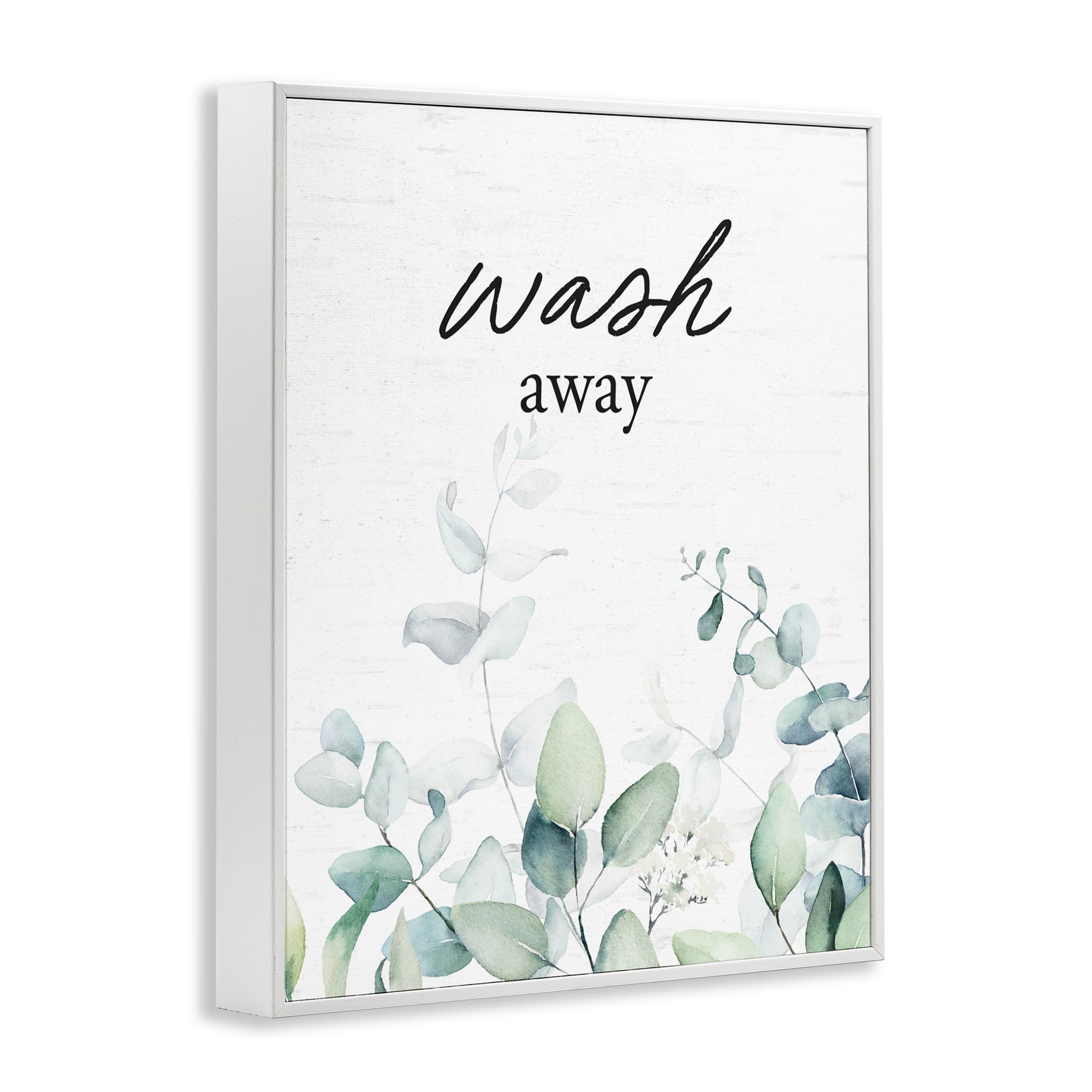 Wash Away Eucalyptus White Framed Giclee Art, design by Lettered and Lined