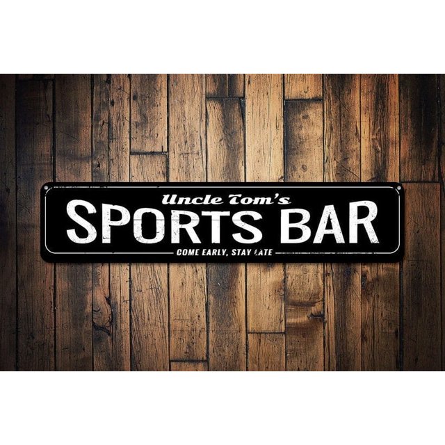 (Metal de aluminio) Letrero de bar deportivo Letrero con nombre de bar Letrero de "Ven temprano" Letrero de "Quédate tarde" Letrero de cerveza Decoración de barra de metal Tamaño de la decoración: 4