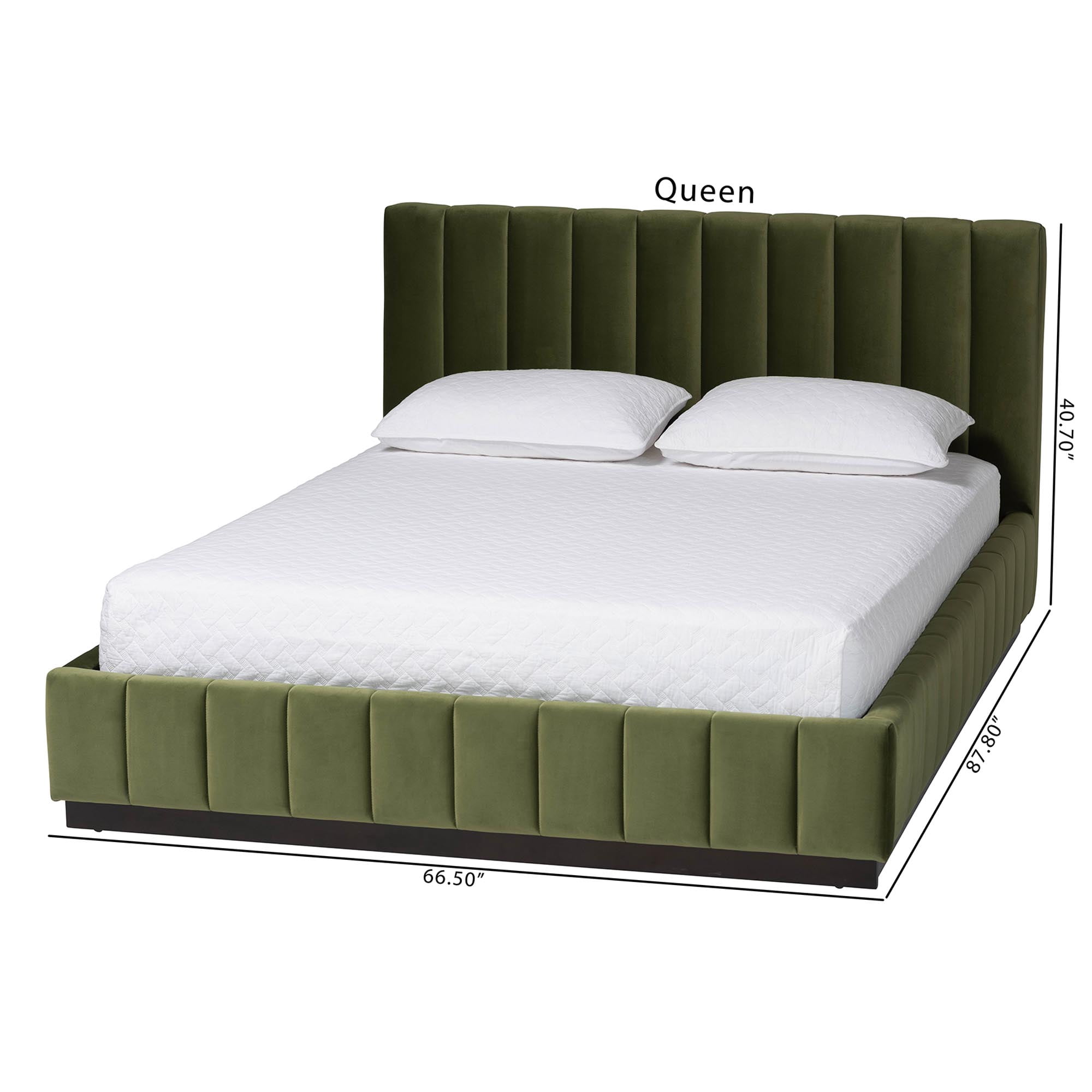 Baxton Studio Granger Modern Platform Bed, Queen, Moss Green