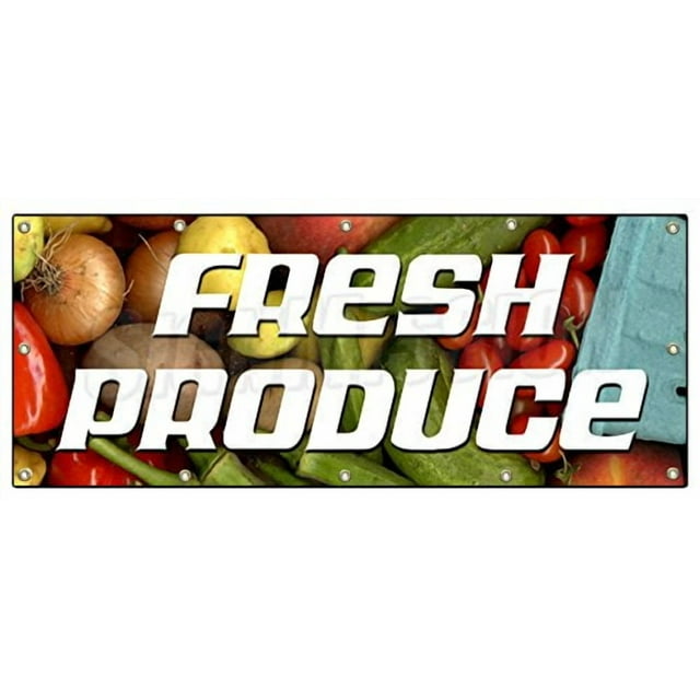 48"x120" Fresh Produce Banner Sign Stand Farmers Market Signs Fruit Vegetables