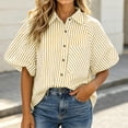 thumbnail image 2 of Sexlip Women's Blouse Short Sleeve Casual Button Down Style Stylish Look Versatile Styling Breathable Wear Fashion Forward Yellow XL, 2 of 6