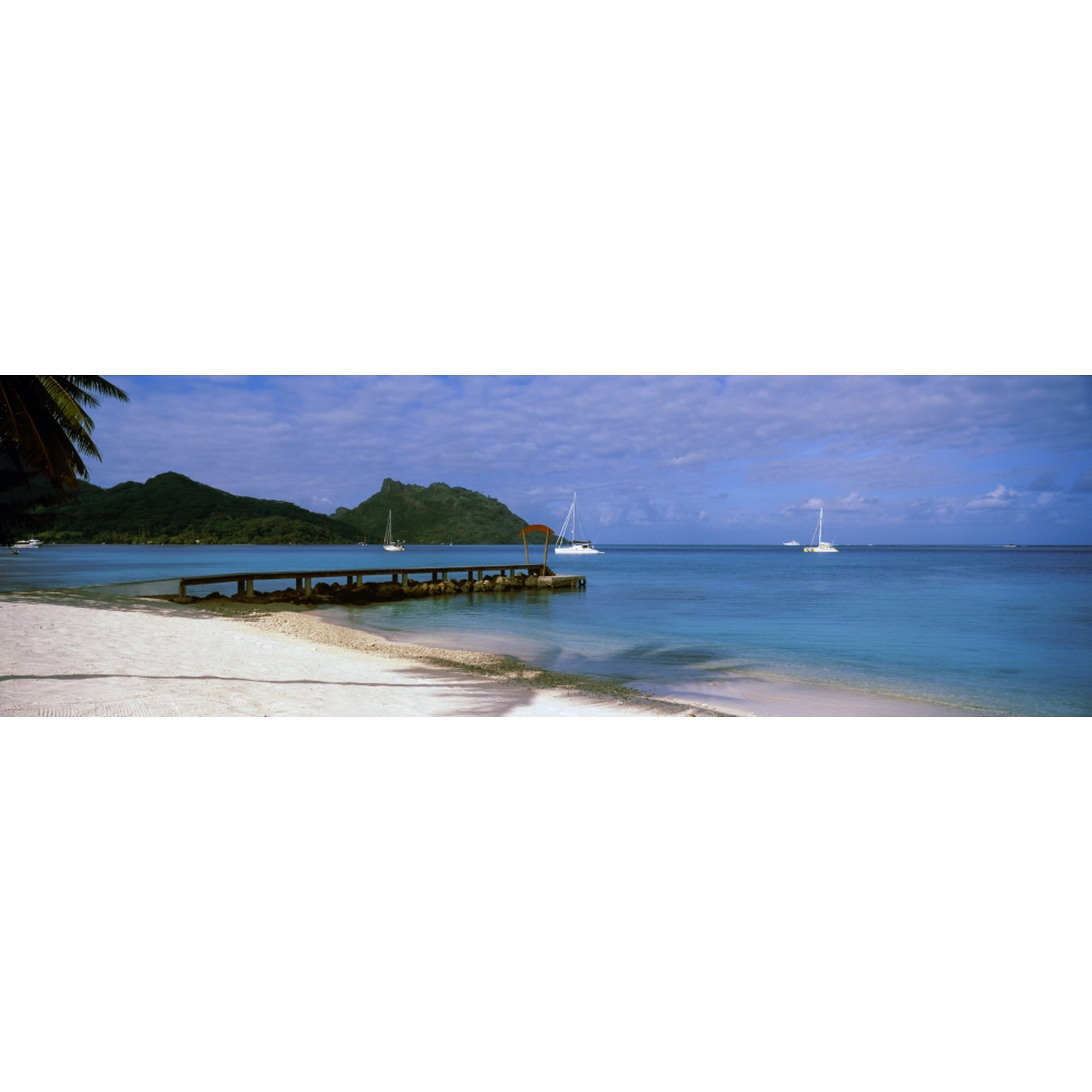 Boats in the Pacific ocean Tahiti French Polynesia Canvas Art - Panoramic Images (27 x 9)