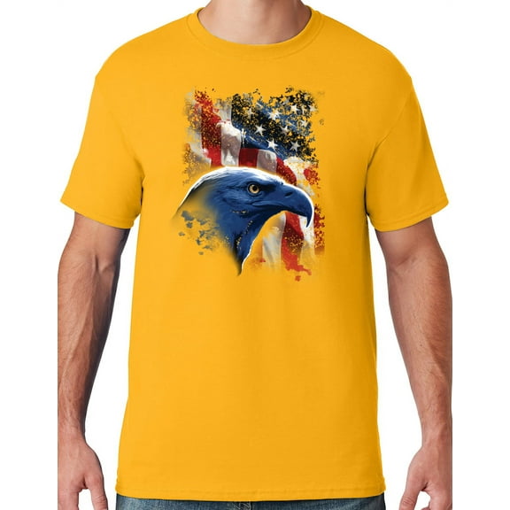 Mens American Icon Patriotic Eagle T-shirt, Small Gold