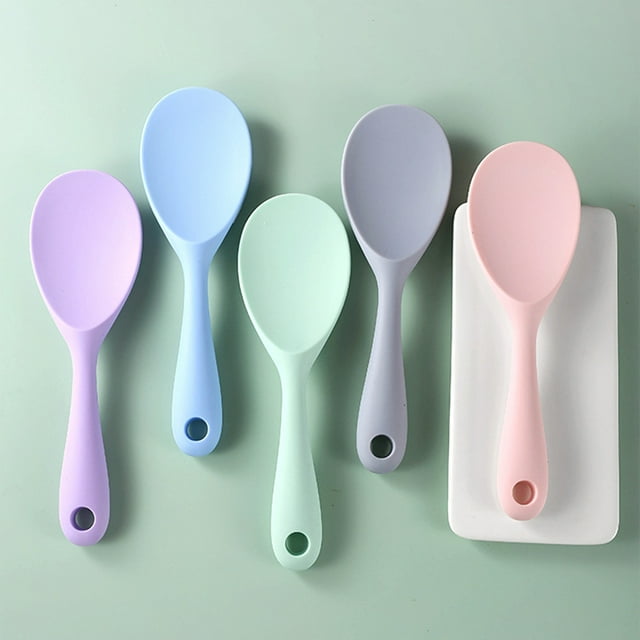 Visland Cuillère à Riz Confortable Poignée Ergonomique Résistance à la Chaleur Scoop Riz de Qualité Alimentaire Gel de Silice Antiadhésif Longue Poignée Scoop pour la Maison