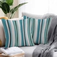 thumbnail image 2 of Vintage Stripes Outdoor Pillow Covers Set of 2 Black Blue Green Striped Abstract Lines Waterproof Throw Pillow Case Decorative Square Cushion Cover for Patio Couch Garden Balcony, 18"x18", 2 of 9