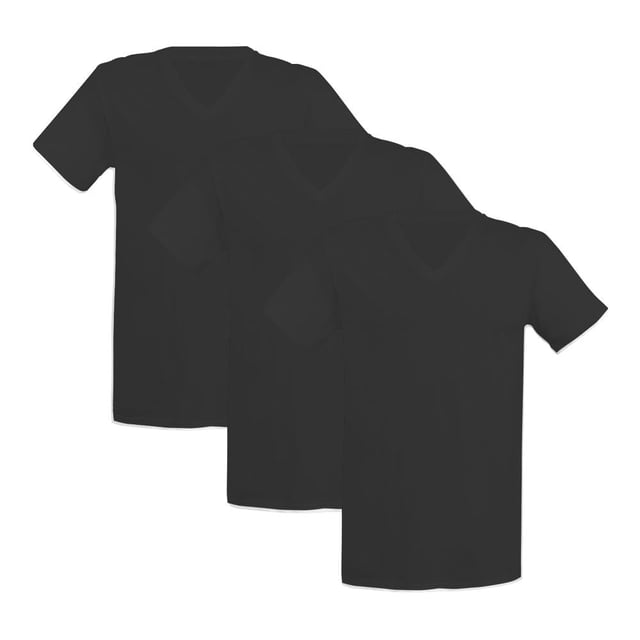 Playera Hanes Red Label para Hombre, 3 Piezas Negro Talla EG