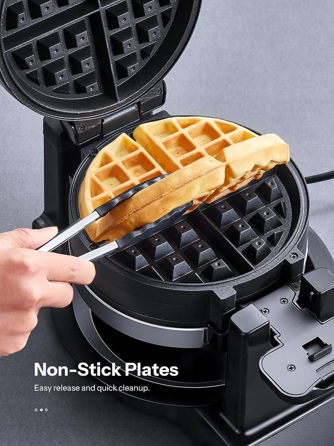 Belgian Waffle Maker - Professional Rotating Waffle Iron with Double Flip Technology, Nonstick Plates, Removable Drip Tray & Cool-Touch Handles