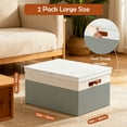 thumbnail image 3 of Storage Bins with Lids, 2 Pack Extra Large Blanket Storage Baskets with Lids, Closet Organizers Bins for Living Room, Nursery, Gray and White, 3 of 10