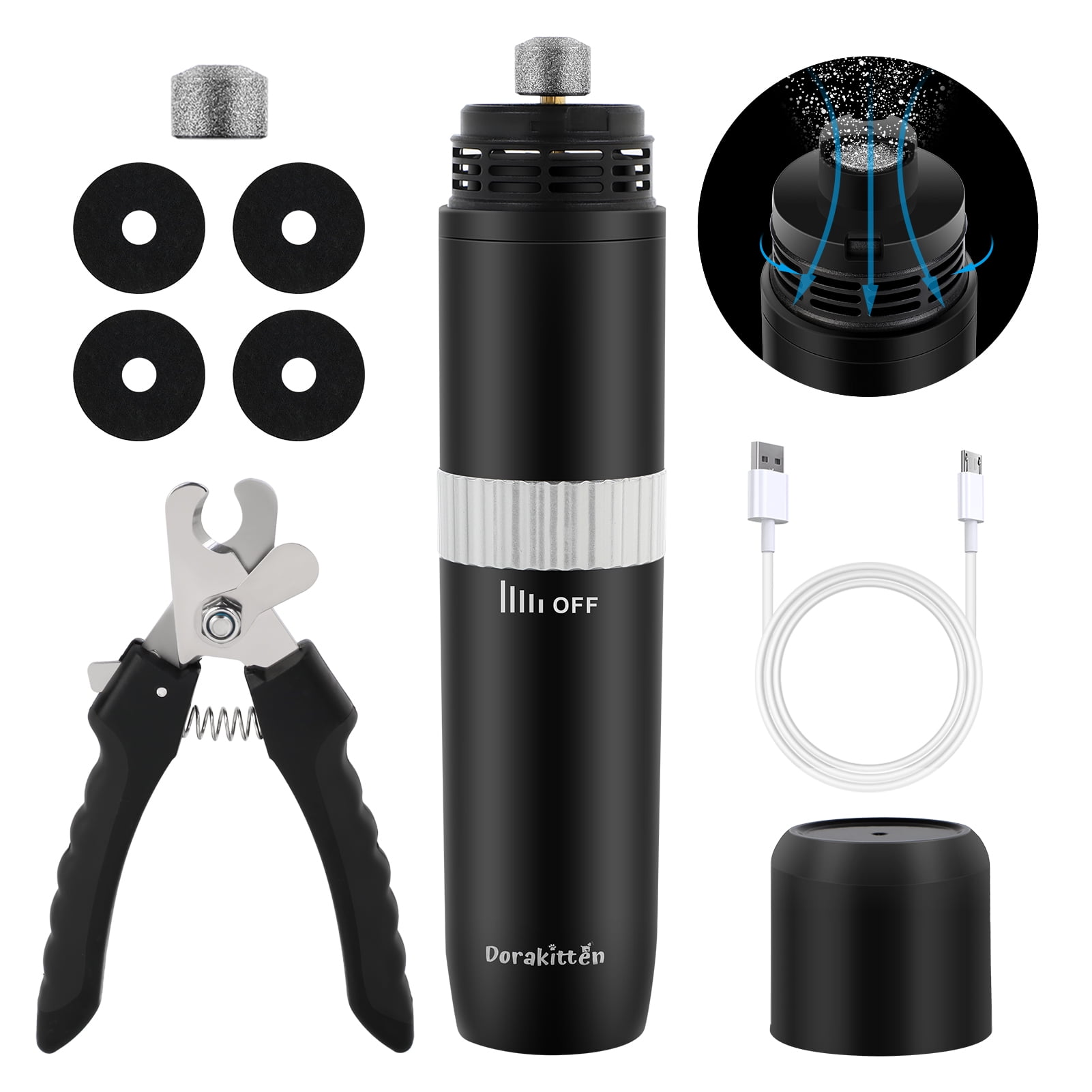 Legendog Pet Nail Grinder Electric Rechargeable Nail Trimmer with Nail