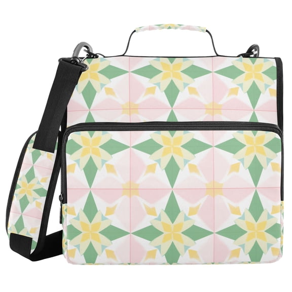 FORMRS Zipper Binder with Shoulder Strap 2-inch Ring 500 Sheet Capacity File Bag, Retro Yellow Stars