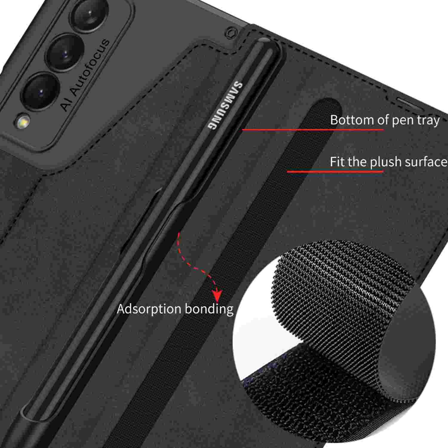 TECH CIRCLE For Samsung Galaxy Z Fold 6 5G Case, Slim Fit Luxury PU Leather Removable S Pen Holder Kickstand Protective Flip Wallet Case For Samsung Galaxy Z Fold 6 5G,Carbonfiber Texture