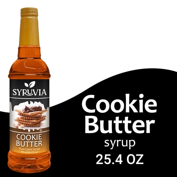 Syruvia Cookie Butter Syrup Pure Cane Coffee Flavoring Syrup, 25.4 fl Oz