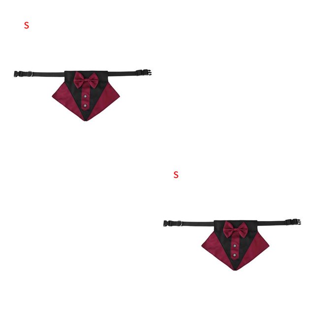 Methold Mascota Bandana Bowknot Mascota Pañuelo Algodón Decoración Animal Babero Bufanda con Collar, Rojo Negro, S Type2 NO2