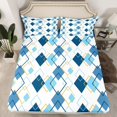 thumbnail image 2 of jejeloiu Modern Geometric Rhombus Twin Sheet Sets,White Blue Bedding For Girls Boys 3 Pieces, 2 of 7
