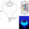 thumbnail image 4 of Bombilla de música Bluetooth, bombilla LED RGB que cambia de color con mando a distancia para fiesta, hogar, dormitorio, Bar, 4 of 7