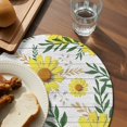 thumbnail image 3 of Yellow Daisy Round 13 Inch Placemats Set of 6, Farmhouse Country Flower Leaf Plant Wood Grain HeatResistant Non Slip Place Mats for Dining Table, Wipeable Braided Kitchen Table Mats for Housewarming, 3 of 9
