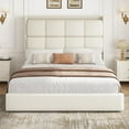 thumbnail image 3 of Mabor Queen Size Bed Frame Tall Headboard Upholstered Platform Bed Frame with 9 Metal Legs, No Box Spring Needed, White, 3 of 8