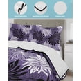 thumbnail image 3 of Quilt King Size Bedding Set, Purple Black Flowers Reversible Summer Quilt 3 Pieces, Modern Abstract Blooms Floral Lightweight Bedspreads Coverlets with 2 Pillow Shams for All Seasons, 3 of 5