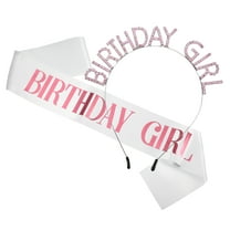 1 Set Birthday Girl Headband Tiara for Women Girl Rhinestone Happy Birthday Silver Tone Pink Letter