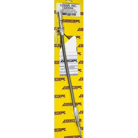 Lokar 1220044 Oil Dipstick - Anchor-Tight - Locking - Pan Mount - 5/8-18 in Thread - Braided Stainless - Clear Anodized Aluminum