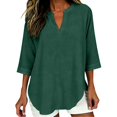 thumbnail image 7 of 3/4 Length Sleeve Womens Tops Womens Tops Women's Oversized T-Shirts Plus Size Tunic Tops Boho Tops for Women Gauze Shirts Work Tops Ladies Tops And Blouses Ladies Summer Tops Summer Blouses Green, 7 of 7