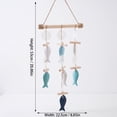 thumbnail image 7 of Coastal Wooden Fish Wall Hanging, Triple Strand Blue White Nautical Decoration with Round Discs and Twine for Bedroom Entryway, 25.59in, 7 of 7