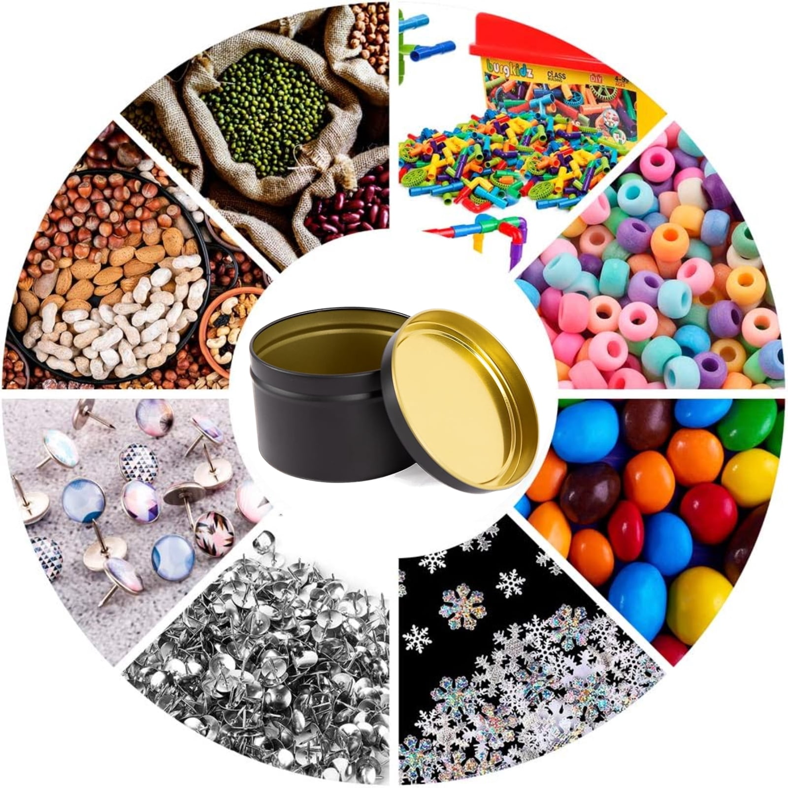 24PCS Candle Jars for Making Candles Metal Round Candle Tins with Lids 4 oz, Black Candle Containers