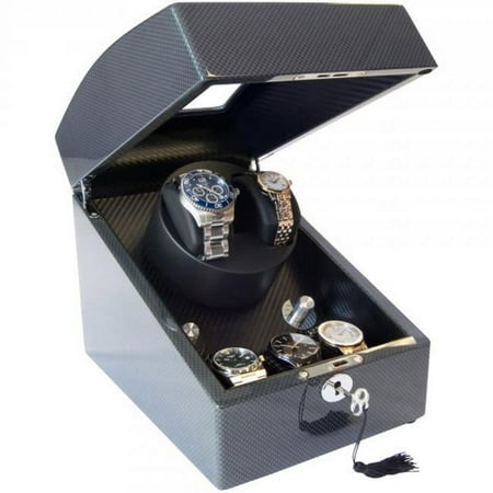 Mele and Co Gustavo Glass Top Vegan Leather Watch Winder