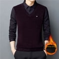 thumbnail image 4 of Suéter de dos piezas falso con cuello de camisa de invierno para hombre, suéter grueso y cálido con forro polar para hombre, suéter casual para papá para hombre, 4 of 4